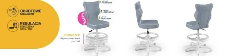 Entelo, Petit, krzesło dziecięce z podnóżkiem, wzrost 133-159 cm, niebieskie