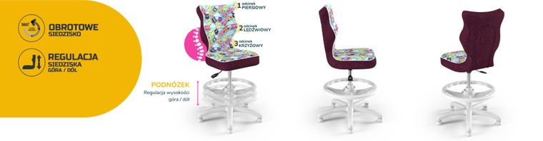 Entelo, Petit, krzesło dziecięce z podnóżkiem, wzrost 133-159 cm, sowy