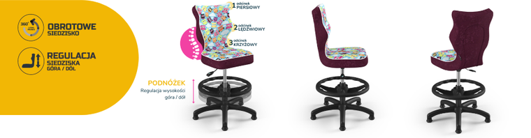 Entelo, Petit, krzesło dziecięce z podnóżkiem, wzrost 133-159 cm, sowy