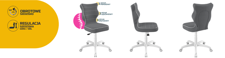 Entelo, Petit, krzesło młodzieżowe, wzrost 146-176,5 cm, ciemno szare