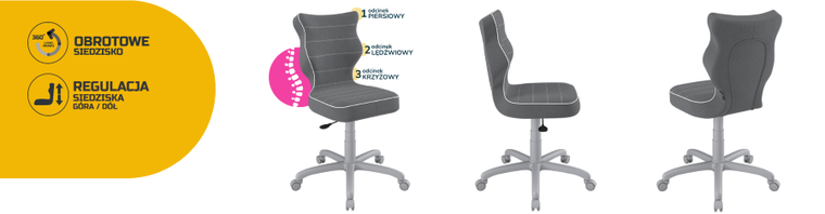 Entelo, Petit, krzesło młodzieżowe, wzrost 146-176,5 cm, ciemno szare