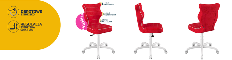 Entelo, Petit, krzesło młodzieżowe, wzrost 146-176,5 cm, czerwone