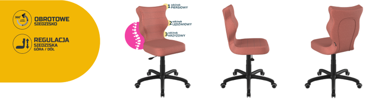 Entelo, Petit, krzesło młodzieżowe, wzrost 146-176,5 cm, różowe