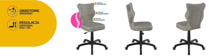 Entelo, Petit, krzesło młodzieżowe, wzrost 146-176,5 cm, szare