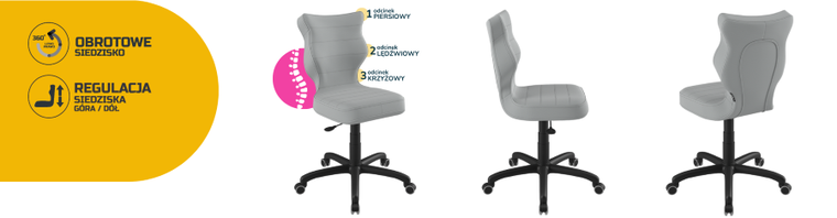 Entelo, Petit, krzesło młodzieżowe, wzrost 146-176,5 cm, szare