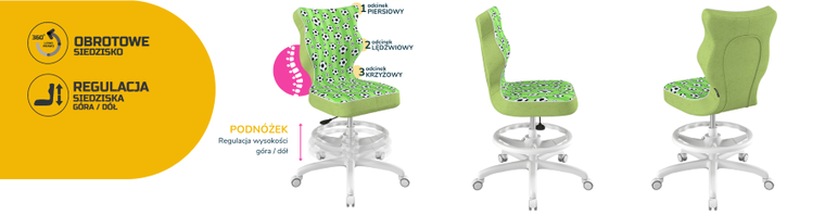 Entelo, Petit, krzesło młodzieżowe z podnóżkiem, wzrost 146-176,5 cm, piłki