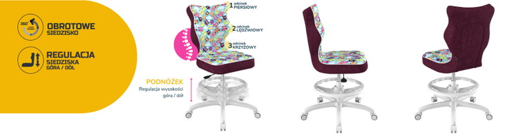 Entelo, Petit, krzesło młodzieżowe z podnóżkiem, wzrost 146-176,5 cm, sowy