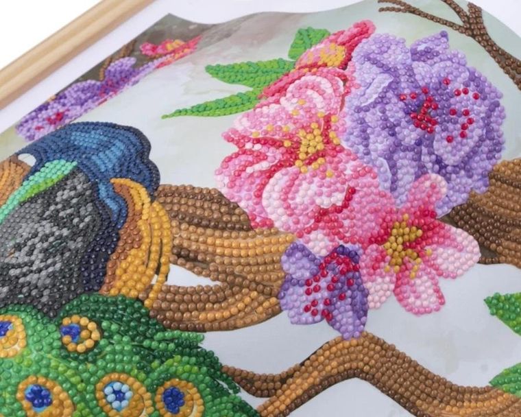 Epee, Crystal Art, plakat z mozaiką diamentową, Paw i piwonia, 35-45 cm