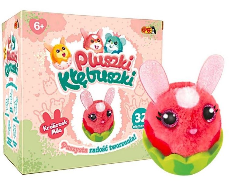 Epee, Pluszki kłębuszki, Myszka Mimi, zestaw kreatywny, żółto-biała, 32 elementy