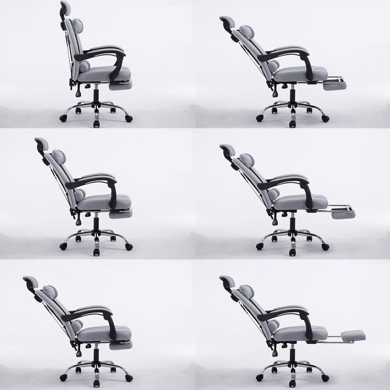 Ergonomiczny, obrotowy fotel z podnóżkiem i zagłówkiem, wentylacja, czarny