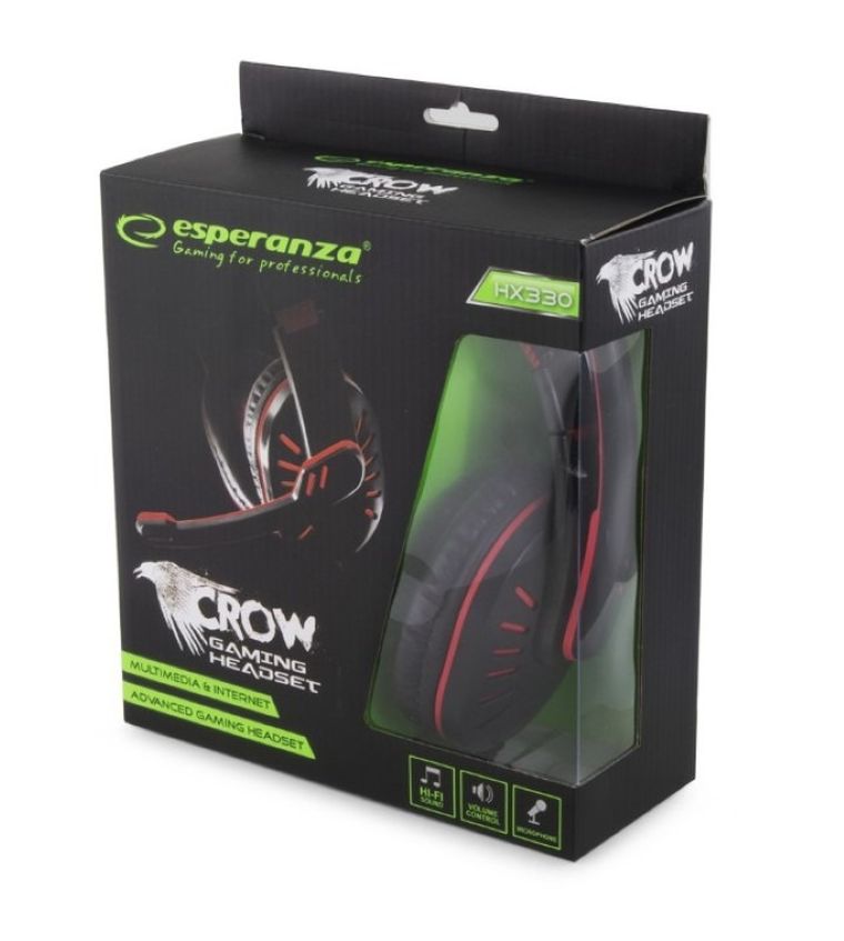 Esperanza, słuchawki, Croe, EGH330G, czarno-zielony