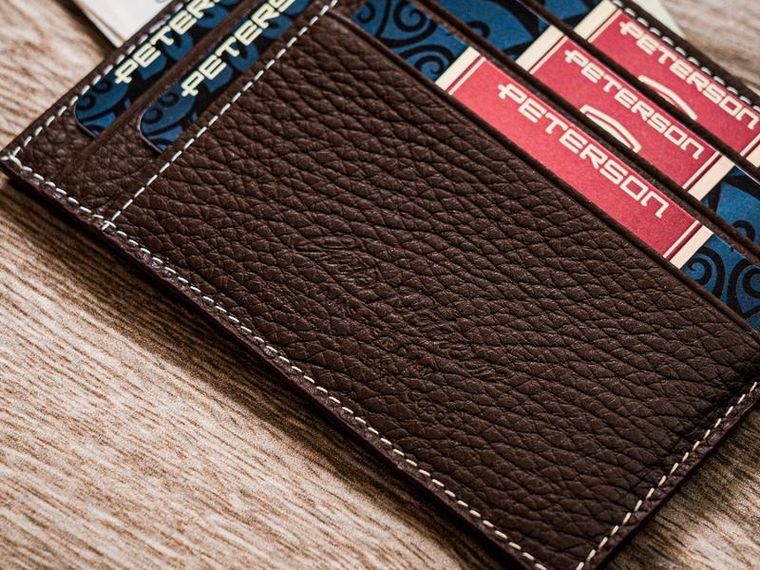 Etui na dokumenty, brązowe, skórzane, Peterson