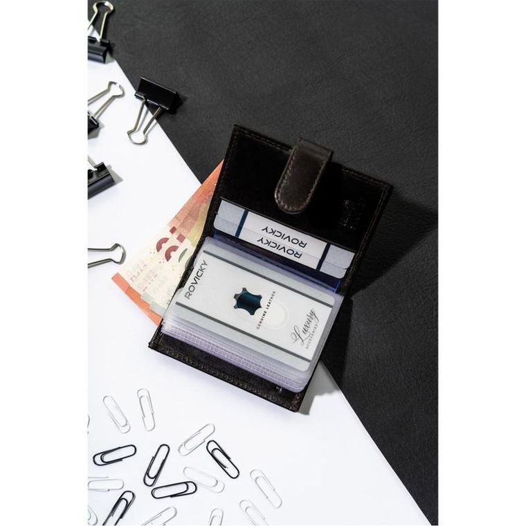 Etui na dokumenty, brązowe, skórzane, Rovicky