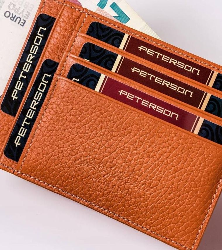 Etui na dokumenty, pomarańczowe, skórzane, Peterson