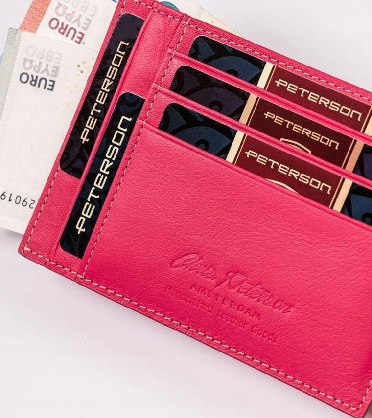 Etui na dokumenty, różowe, skórzane, Peterson