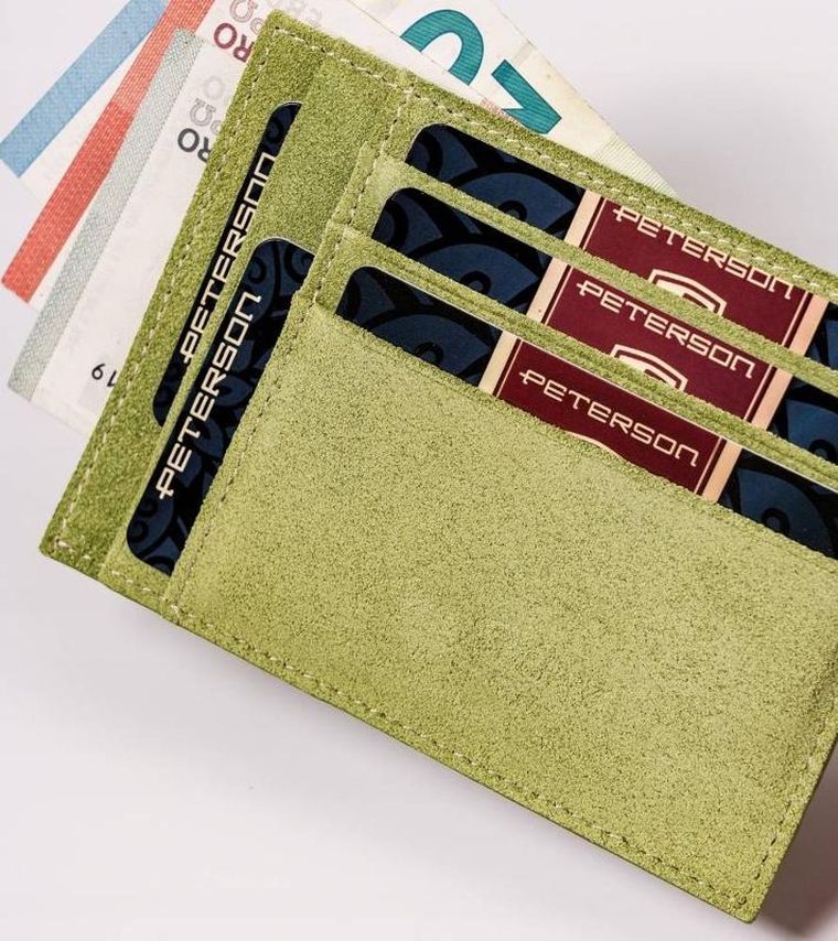 Etui na dokumenty, zielone, skórzane, Peterson