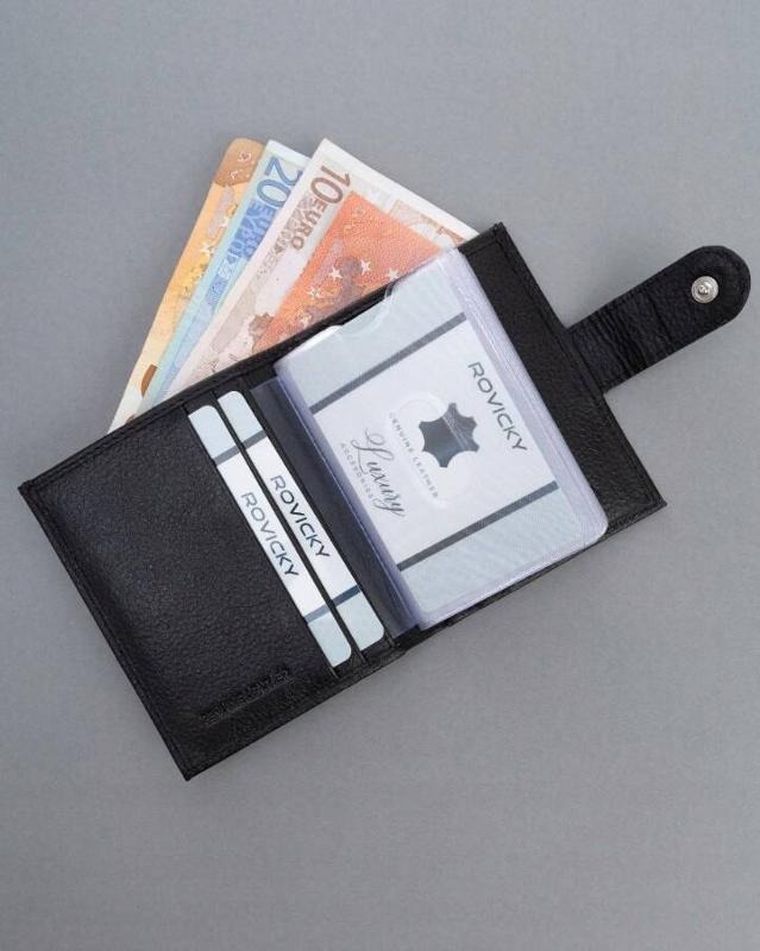 Etui na karty, czarne, skórzane, RFID, 4U Cavaldi