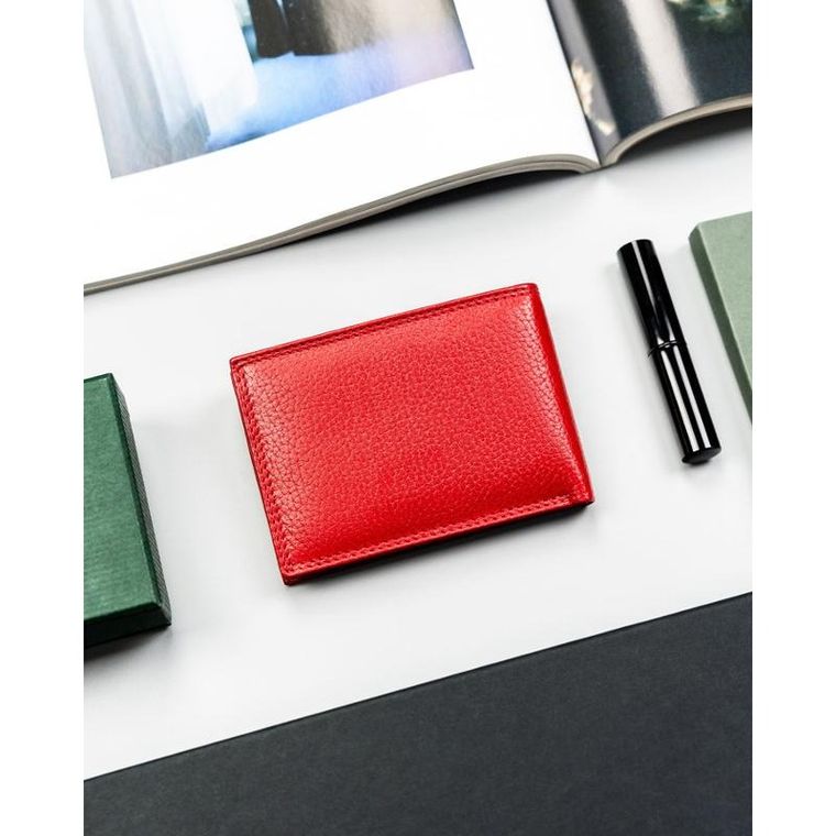 Etui na karty i dokumenty, czerwone, skórzane, 4U Cavaldi