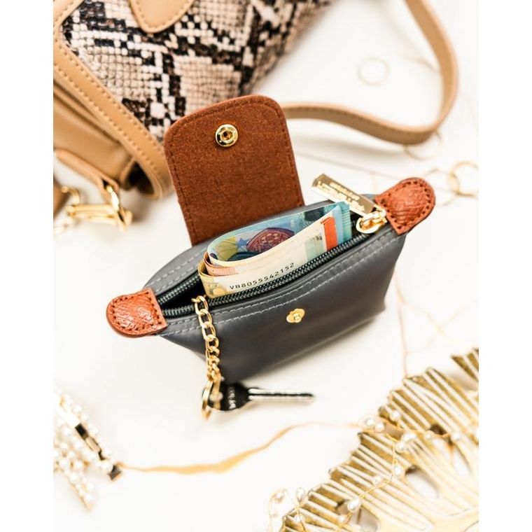 Etui na klucze, ciemnoszare, skóra ekologiczna, Peterson