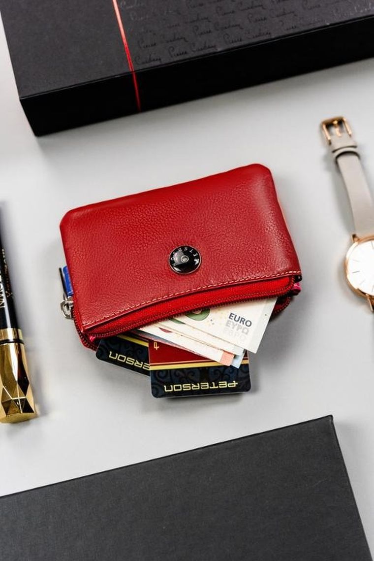 Etui na klucze, czerwone, skórzane, Peterson