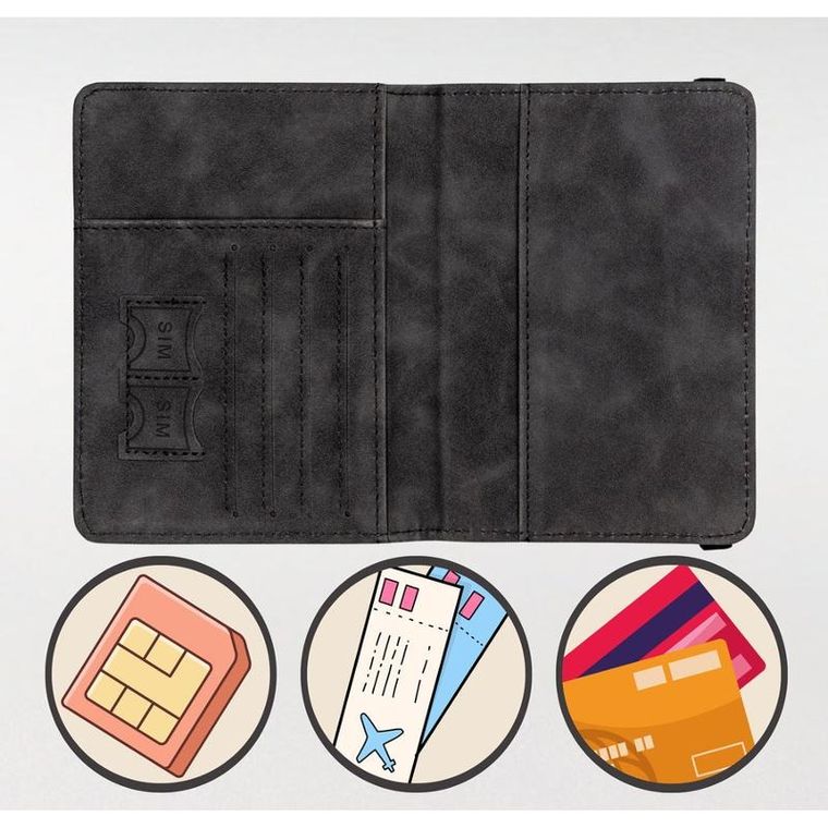 Etui na paszport, czarne, skóra ekologiczna, Peterson