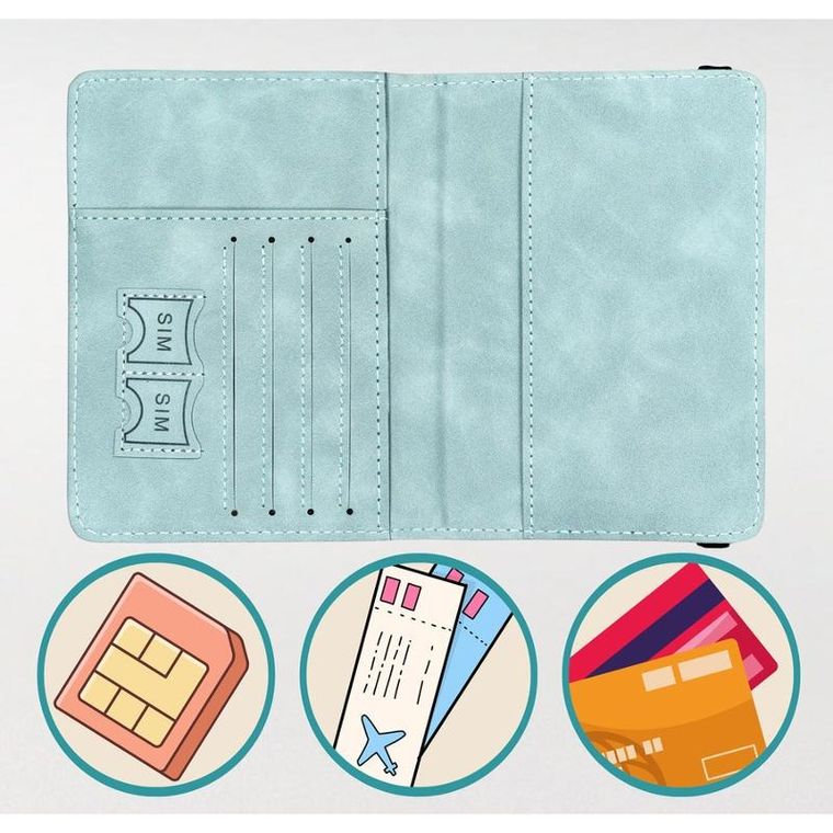 Etui na paszport, niebieskie, skóra ekologiczna, Peterson