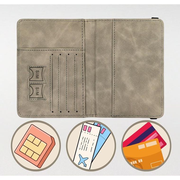 Etui na paszport, szare, skóra ekologiczna, Peterson