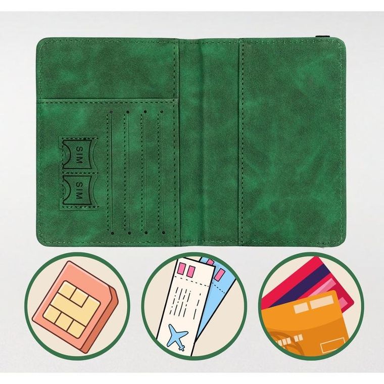 Etui na paszport, zielone, skóra ekologiczna, Peterson