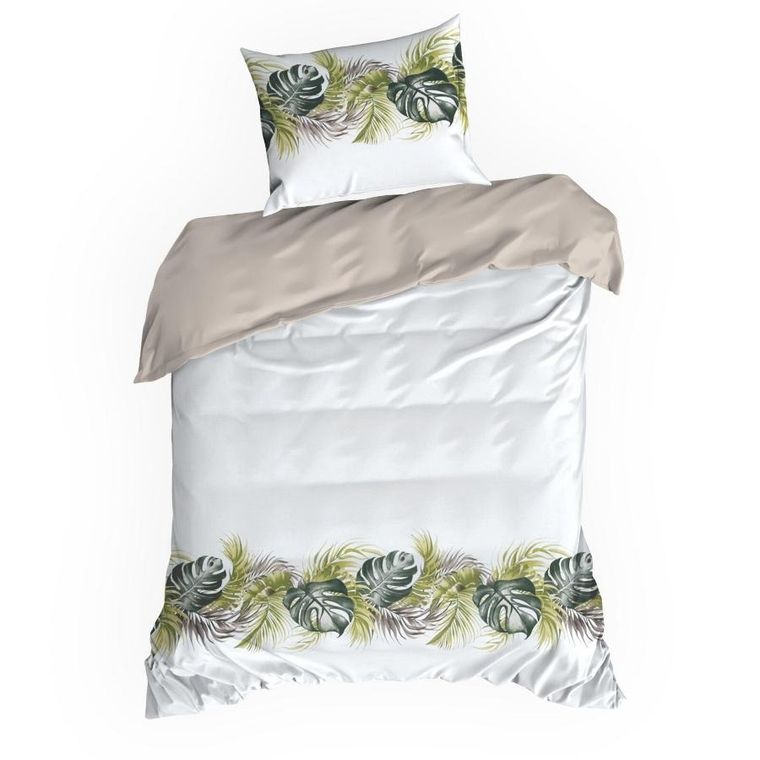 Eurofirany, komplet pościeli bawełnianej, Amber, 220-200 cm, biały