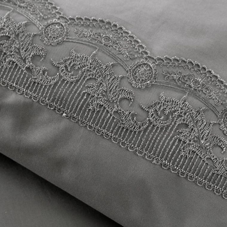 Eurofirany, komplet pościeli bawełnianej, Lana1, 160-200 cm, 2-70-80 cm, ciemnoszary