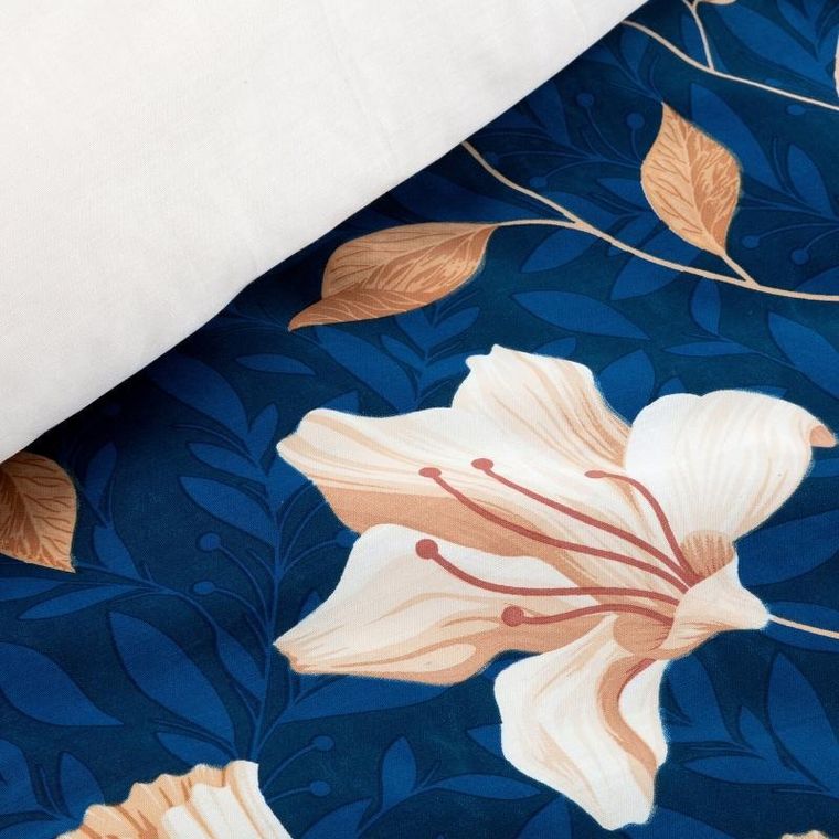 Eurofirany, komplet pościeli satynowej, Nika, 140-200 cm, granatowy