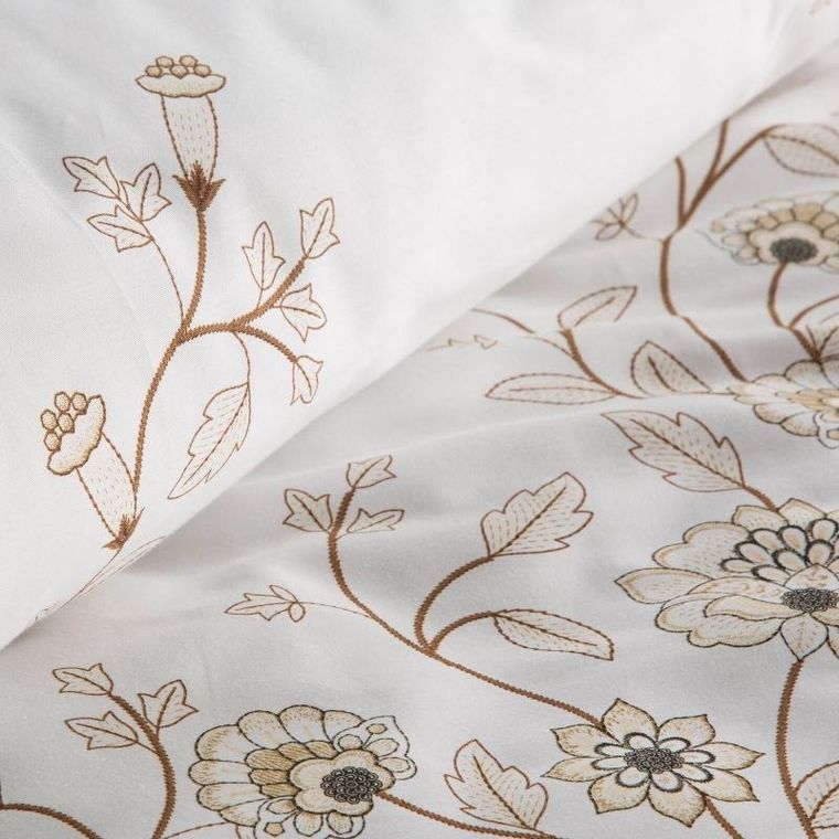 Eurofirany, komplet pościeli satynowej, Spring, 140-200 cm, brązowy