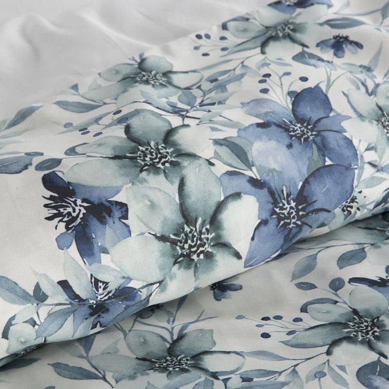 Eurofirany, komplet pościeli satynowej, Spring, 160-200 cm, niebieski