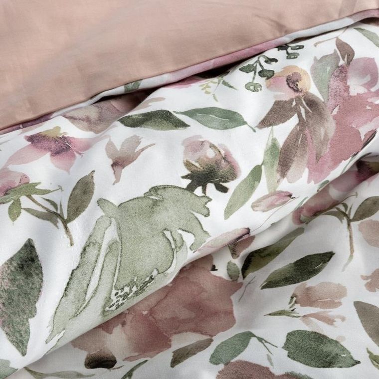 Eurofirany, komplet pościeli satynowej, Spring, 160-200 cm, różowy