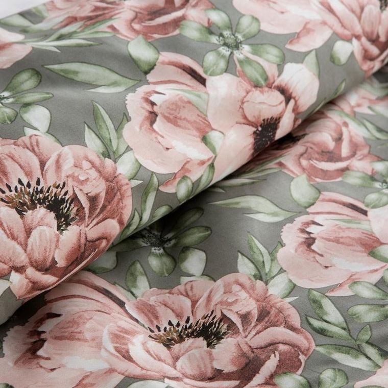 Eurofirany, komplet pościeli satynowej, Spring, 160-200 cm, różowy