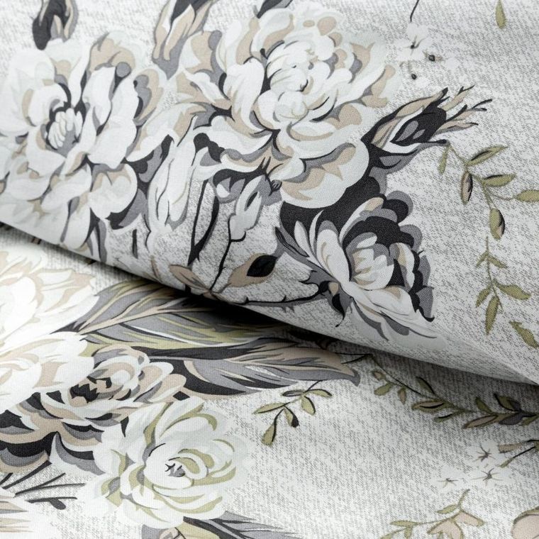 Eurofirany, komplet pościeli satynowej, Spring, 160-200 cm, srebrny