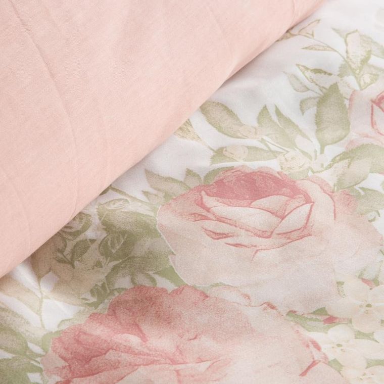 Eurofirany, komplet pościeli satynowej spring, 220-200 cm, biały