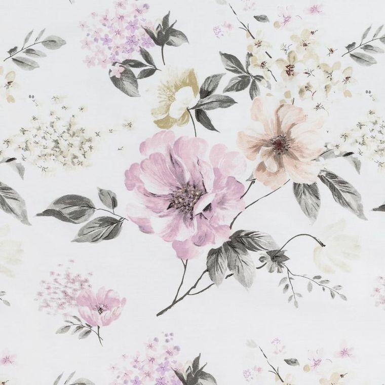 Eurofirany, komplet pościeli satynowej, Spring, 220-200 cm, biały