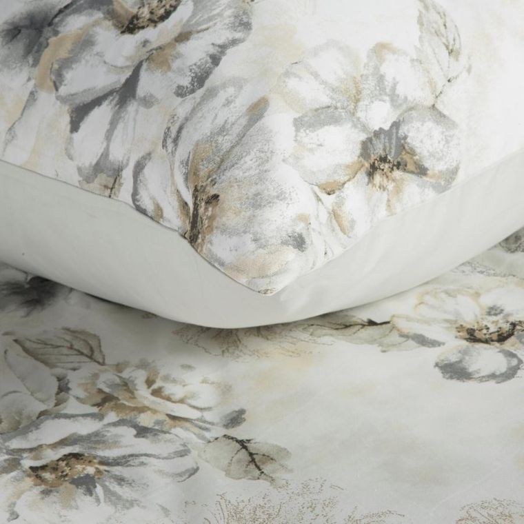 Eurofirany, komplet pościeli satynowej, Spring, 220-200 cm, jasnobeżowy