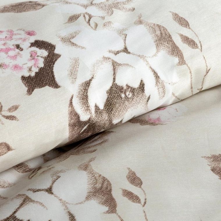 Eurofirany, komplet pościeli satynowej, Spring, 220-200 cm, jasnobrązowy