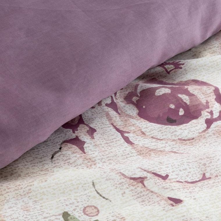 Eurofirany, komplet pościeli satynowej spring, 220-200 cm, popielaty