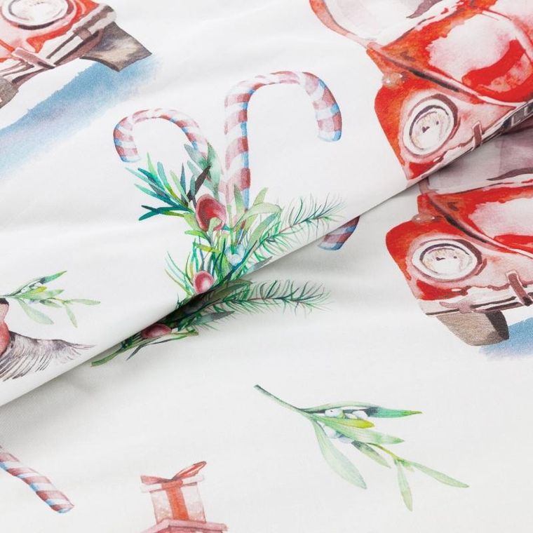 Eurofirany, komplet pościeli świątecznej, Candy, 220-200 cm, biały