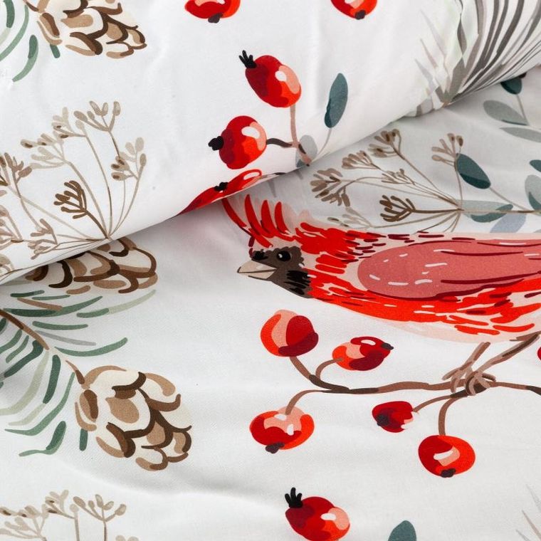 Eurofirany, komplet pościeli świątecznej, Willow, 220-200 cm, biały