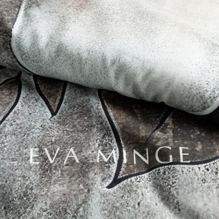 Eurofirany, komplet pościeli z satyny bawełnianej, Daisy, szarobeżowy, 220-200 cm