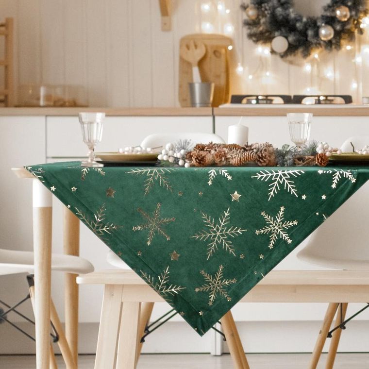 Eurofirany, obrus świąteczny, 85-85 cm, ciemnozielony