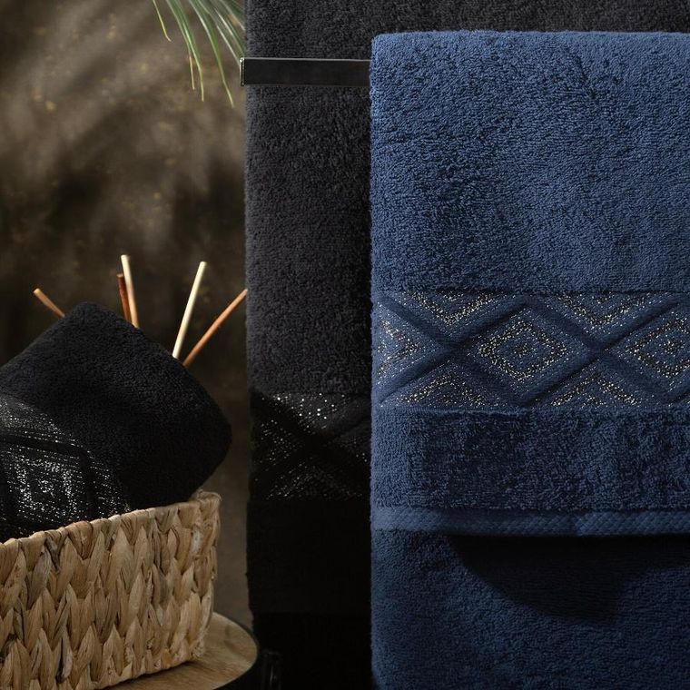 Eurofirany, ręcznik, Azari, 50-90 cm, granatowy