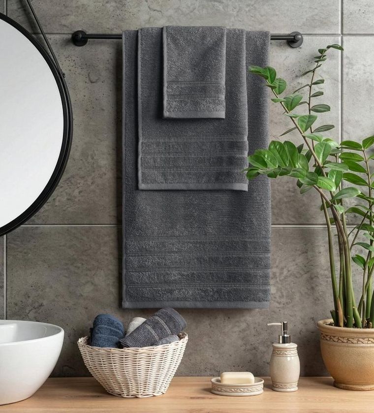 Eurofirany, ręcznik bawełniany, Amira 04, 70-140 cm, stalowy