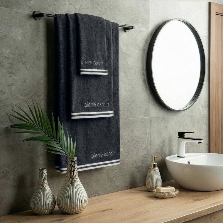 Eurofirany, ręcznik bawełniany, Pierre Cardin, 70-140 cm, czarny