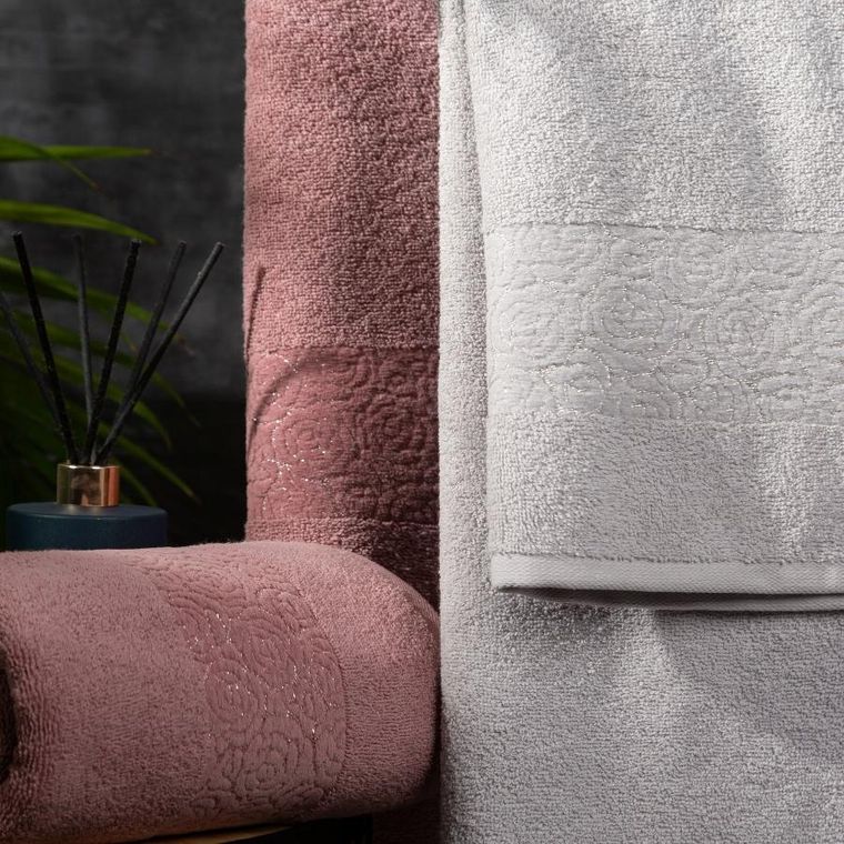 Eurofirany, ręcznik, Iris, 50-90 cm, srebrny