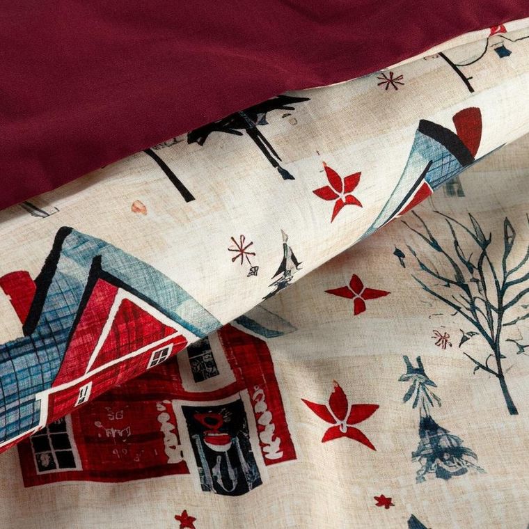 Eurofirany, świąteczny komplet pościeli, Asher, 160-200 cm, czerwony